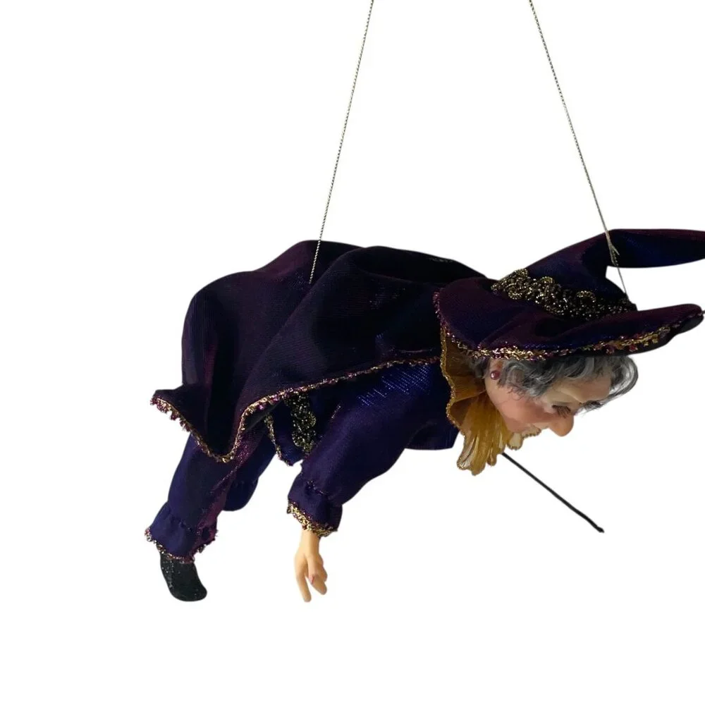 Vtg Kurt Adler Jacqueline Kent Purple Passion Witch Hanging Decor Halloween‎
